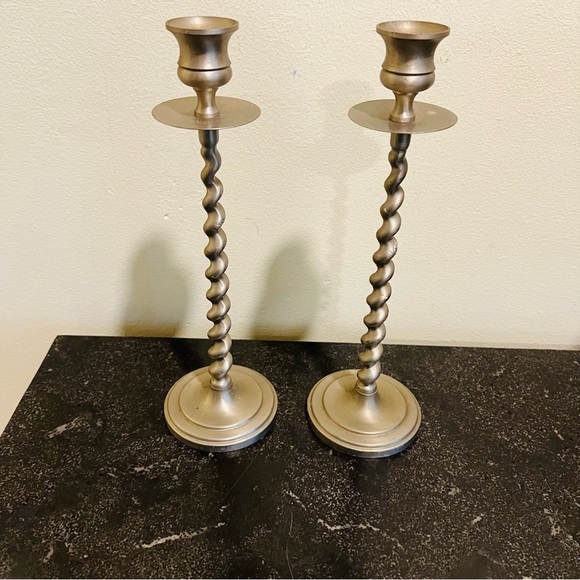 Baldwin Nickel Coated Brass Contemporary Candlesticks